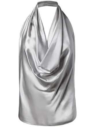 Alejandra Alonso Rojas draped silk top - Silver