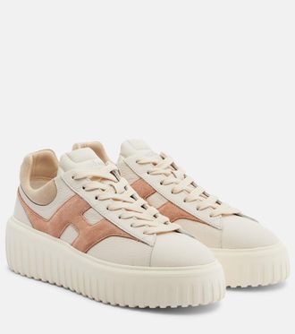 Hogan H-Stripes leather and suede sneakers