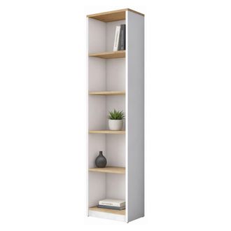 Dmora Librer&iacute;a Clitunno, Biblioteca 4 Estantes, Instalaci&oacute;n Libre, Tono Roble, 40x25x162h Cm Blanco
