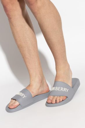 Burberry Furley Slides, Mens, Grey