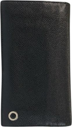 Bulgari Black Blue Leather Long Wallet (Bi-Fold) (Pre-Owned)