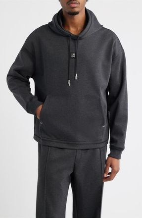 HUGO BOSS Dineo Logo Patch Hoodie in Med Grey at Nordstrom, Size Xx-Large
