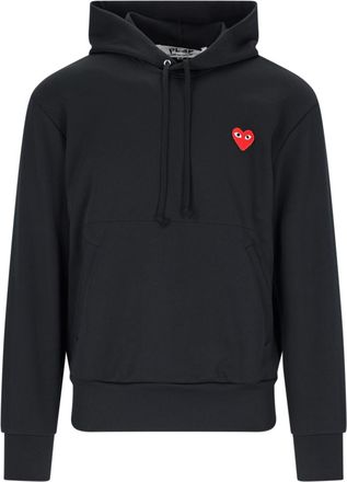 Comme Des Gar&ccedil;ons Black Heart Patch Hooded Cotton Sweatshirt