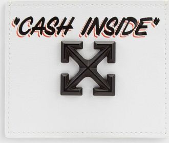 Off-white Womens Jitney Simple Card Case Quote White Cotton - One Size