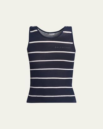 Balenciaga Striped Cotton Knit Tank Top