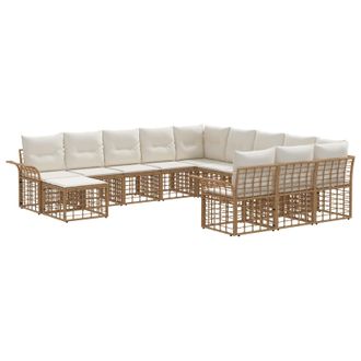 vidaXL Conjunto De Sof&aacute;s De Jard&iacute;n Con Coj&iacute;n 12 Pcs Natural Y Crema Vidaxl