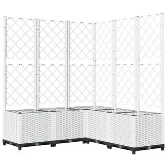 Berkfield Home Garden Planter with Trellis White 120x120x136 cm PP | Size: 120 x 120 x 136 cm