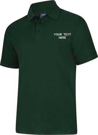 Generic Personalised Embroidered Your Text UC108 Ladies Deluxe Polo Tshirt, Work Wear Any Text Uneek Polo Uniform Tee Top Bottle Green
