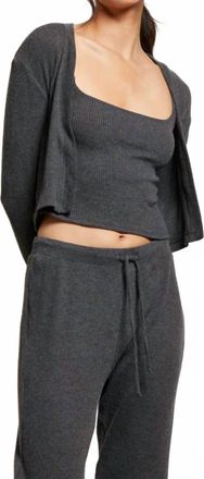 perfectwhitetee Kelsey Long Sleeve Cardigan In Charcoal