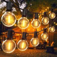 OEM Guirnalda De Luces Exteriores De 30 M, Con 50+2 Bombillas Led G40, Resistente Al Agua Ip45, Luz Blanca C&aacute;lida Para Patio, Bodas Y Navidad - Crezuo