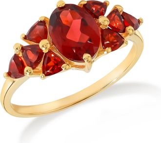 Tiramisu 14K Gold Plated Over 925 Sterling Silver Crimson Majesty Garnet Ring