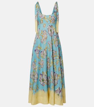 Alemais Al&eacute;mais Jerry floral linen midi dress