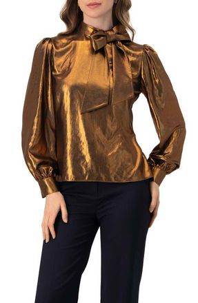 Ivonne Metalic Bow Blouse in Copper at Nordstrom, Size 14