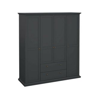 Dmora Armario Dmora De Cuatro Puertas Y Dos Cajones, Color Gris, 181,4 X 200,6 X 60,5 Cm, Con Embalaje Reforzado
