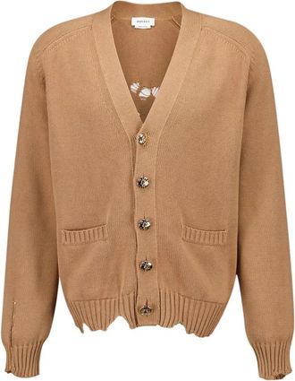 Alexander McQueen Distressed Skull Gebreid Vest - Heren - Vesten - Beige - S - Katoen - Truien & Vesten