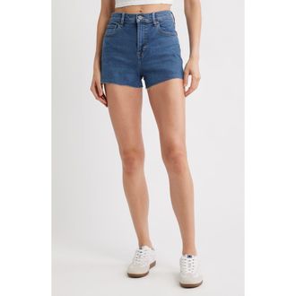 Hidden Jeans High Waist Cutoff Denim Shorts in Dark Wash at Nordstrom, Size X-Small