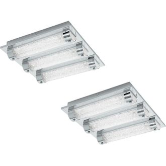 Loops 2 PACK Wall Flush Ceiling Light Colour Chrome Shade Clear Crystal LED 3x7W