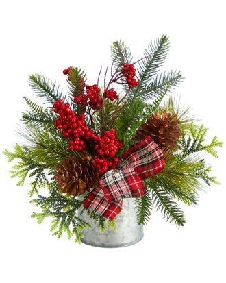 Nearly Natural 12In Holiday Table Arrangement