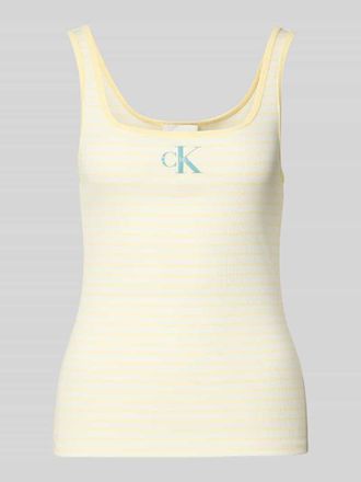 Calvin Klein Jeans Tr&auml;gertop in Ripp-Optik mit Logo in Hellgelb, Gr&ouml;&szlig;e XL