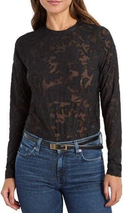 Splendid Cece Floral Semisheer Long Sleeve Top in Black at Nordstrom Rack, Size Small