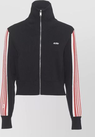 Autry high collar viscose sweatshirt striped sleeves