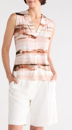 Calvin Klein V-Neck Sleeveless Top in Adobe Multi at Nordstrom Rack, Size X-Small
