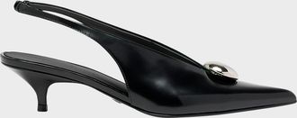 Proenza Schouler Dome Slash Leather Slingback Pumps