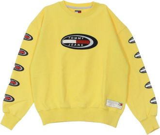 Tommy Hilfiger Lichtgewicht Sweatshirt met Ronde Hals - Dames - Sweatshirts - Geel - S - Katoen - Hoodies & sweatvesten