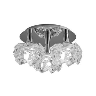 Netlighting Artic Flush Ceiling 3 Light E27 Round Large Polished Chrome in Grey