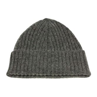 KANGRA Accessoires, Heren, Grijs, ONE Size, Kasjmier, Ribgebreide Kasjmier Beanie