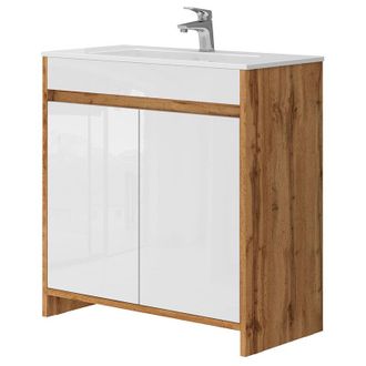 Vicco Mueble Bajo Lavabo Lemgo, Roble Dorado, 2 Partes
