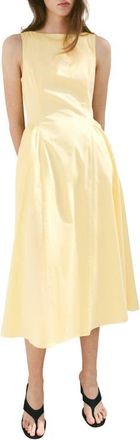 Mango Nicole Drop Waist Midi Dress in Pastel Yellow at Nordstrom, Size 10