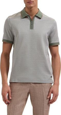 Bugatchi Quarter Zip Polo in Khaki at Nordstrom, Size Xx-Large