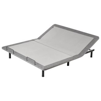 Beliani Beliani - Somier Articulado El&eacute;ctrico 180 X 200 Cm Mando A Distancia Incluido 4 Alturas De Patas Hierro Poli&eacute;ster Gris Brunoy