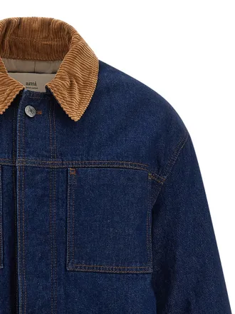 Ami Cotton Denim Worker Jacket - Blue