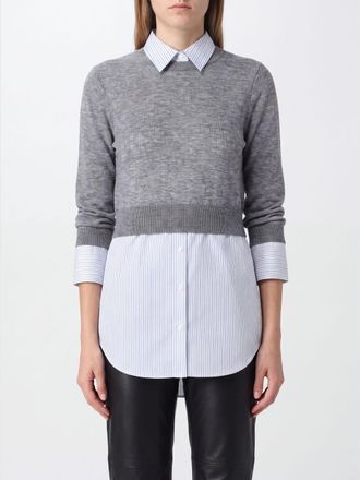 Alexander Wang Slim Fit Bicolor Double-Layer Shirt in Wool and Cotton