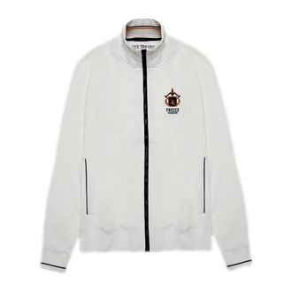 Aeronautica Tricolori Pijl Geborduurde Witte Sweater - Heren - Vesten met rits - Wit - 4XL - Katoen - Hoodies & sweatvesten