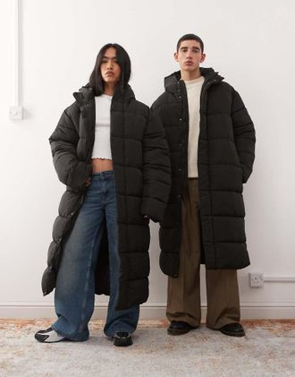 Collusion Unisex - Piumino lungo nero