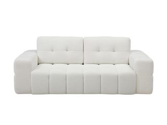 VENTE-UNIQUE.COM Sof&aacute; fijo poli&eacute;ster 2 plazas blanco 200x100cm