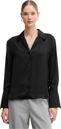 DKNY Dkny - Shirt met knoopsluiting en lange mouwen - Dames - Blouses & Shirts - Zwart - Maat: M Poliester