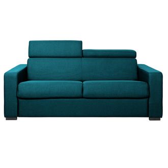 Miliboo Sof&aacute; Convertible 3 Plazas Con Reposacabezas Ajustables Azul Petr&oacute;leo Noro