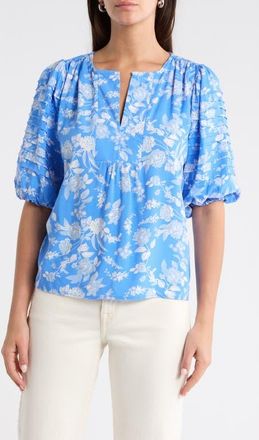 Sugarlips Odella Floral Print Top in Blue-White at Nordstrom, Size X-Small