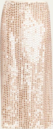Zankov Sequined Silk Maxi Skirt