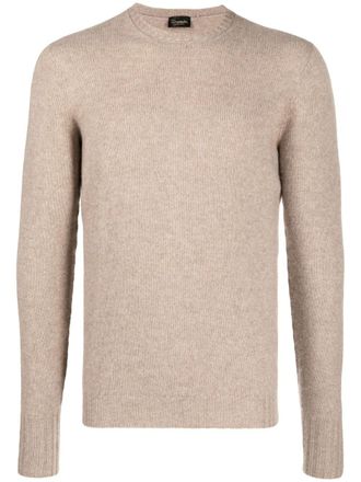 Drumohr Classic Fine-Knit Ribbed Crew Neck Wool Sweater