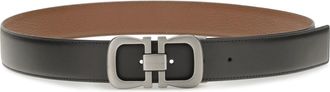 Ferragamo Mens Reversible Leather Belt With Logo Black Calf Bos Taurus E Braces