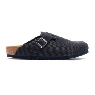 Birkenstock Boston BS Suede Leather Embossed Unisex Slippers Sandals - Corduroy Midnight - Size:UK 4.5