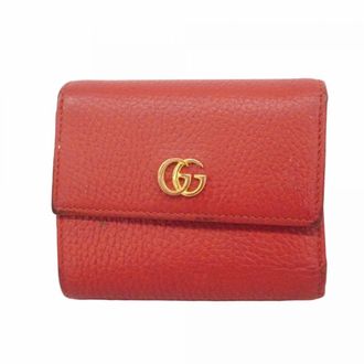 Gucci Red Color Leather Wallet (Tri-Fold) (Pre-Owned)