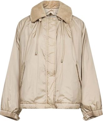 Max Mara Winter Jackets, female, Beige, Size: 2XS Beige Camel-Silk Blend Insulated Coat