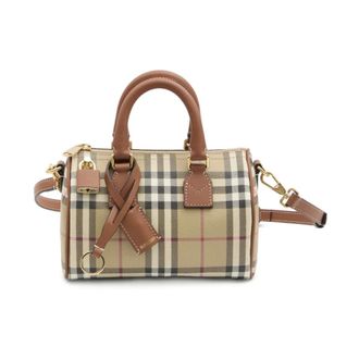 Burberry Tassen, Dames, Bruin, ONE Size, Katoen, Mini Check Bowling Bag