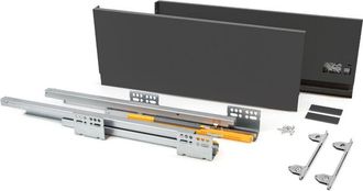 Emuca Cassetto esterno Concept 30kg, altezza 185mm, profondit&agrave; 450mm, Acciaio, Grigio antracite - Emuca